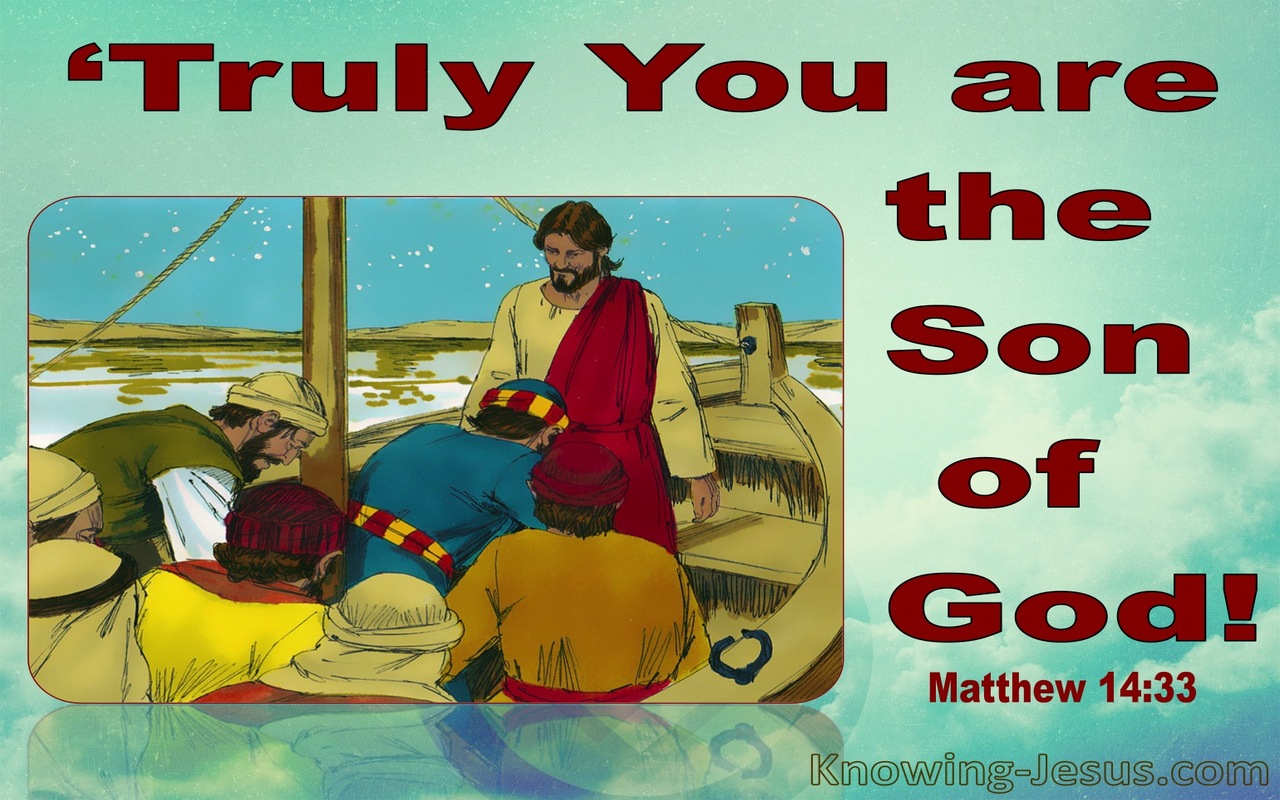 Matthew 14:33 Those In The Boat Worshipped Him (red)